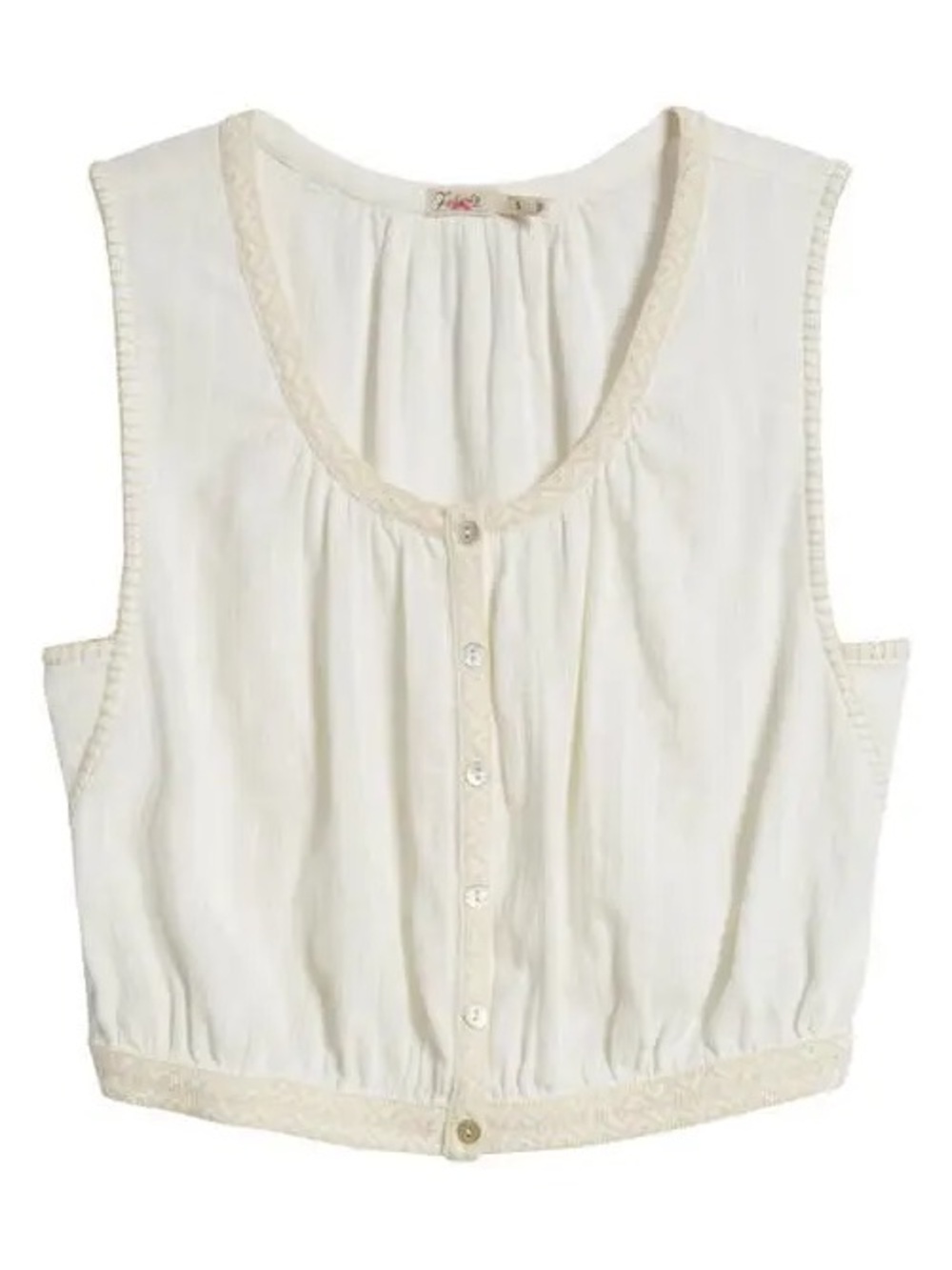 Faherty Isla Embroidered Organic Cotton Sleeveless Button-Up Tank Size S - Picture 6 of 11